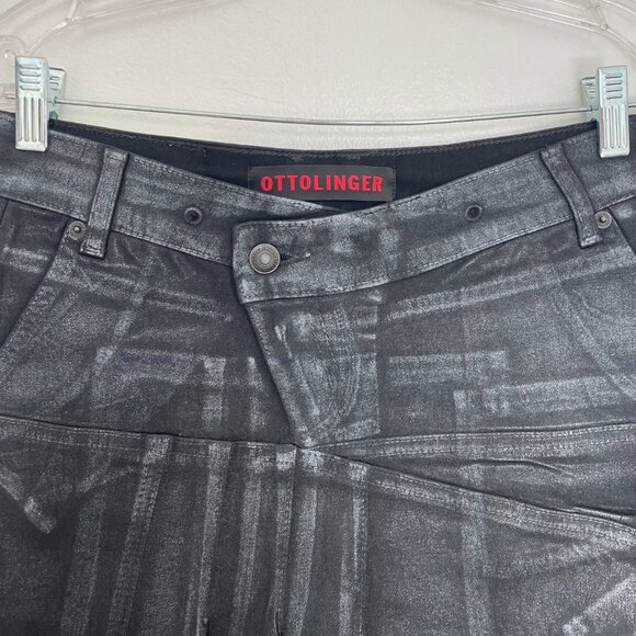Ottolinger Black Denim Acid  Wash 'Trompe L'œil' Cargo Mini skirt Womens Y2k - Picture 3 of 10